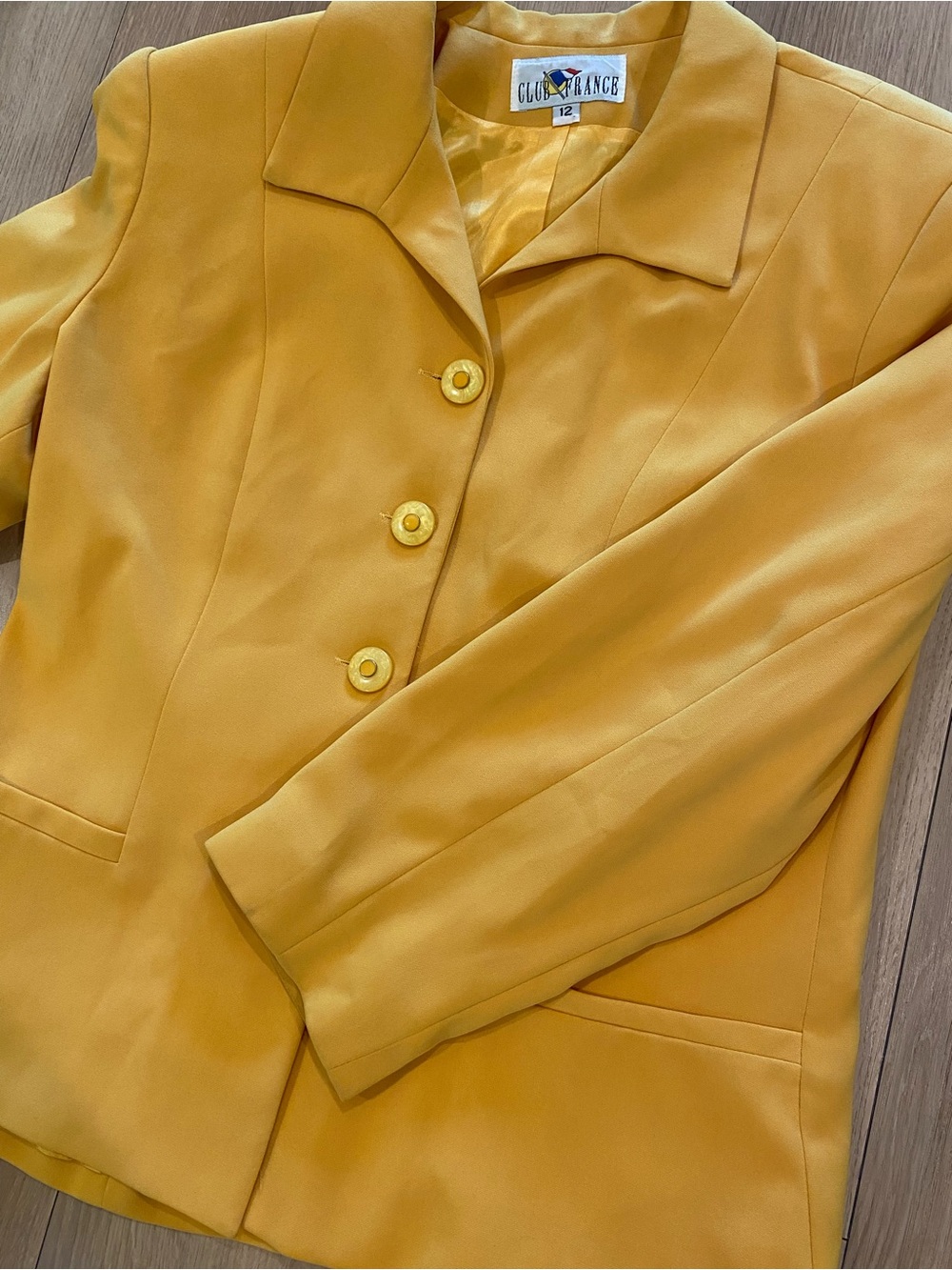 Vintage Club France Golden Yellow Power Blazer Academia Corporate Core